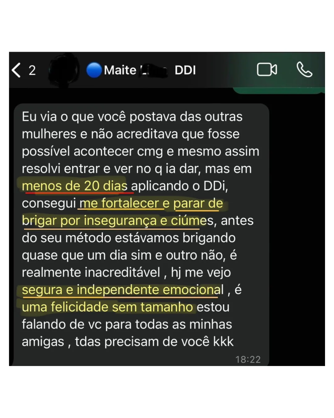 Relato da Natasha após 18 dias no Método DDI