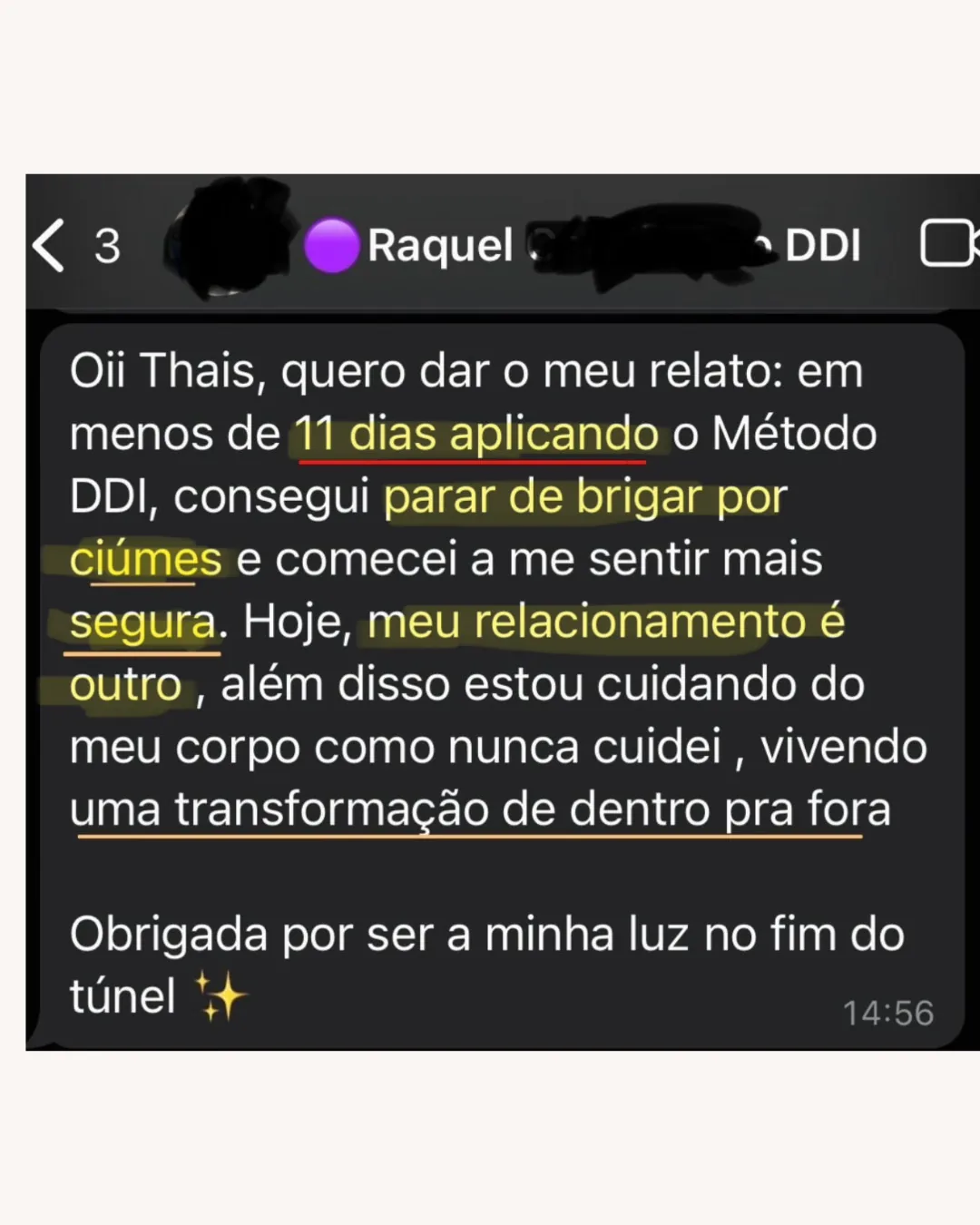 Relato da Raquel após 11 dias no Método DDI