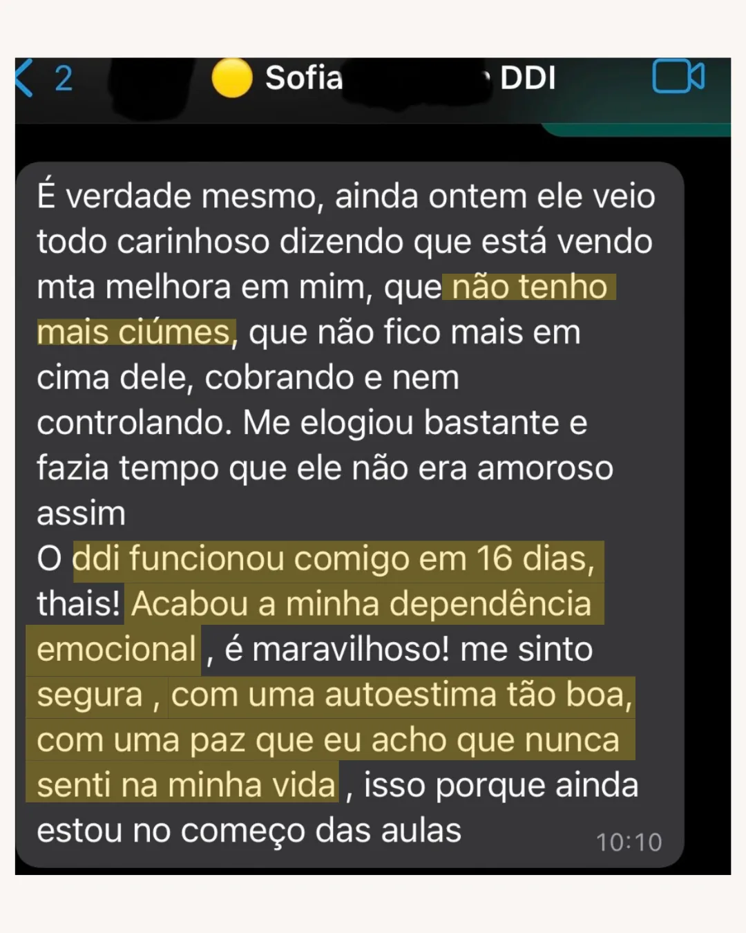 Relato da Sofia após 16 dias no Método DDI